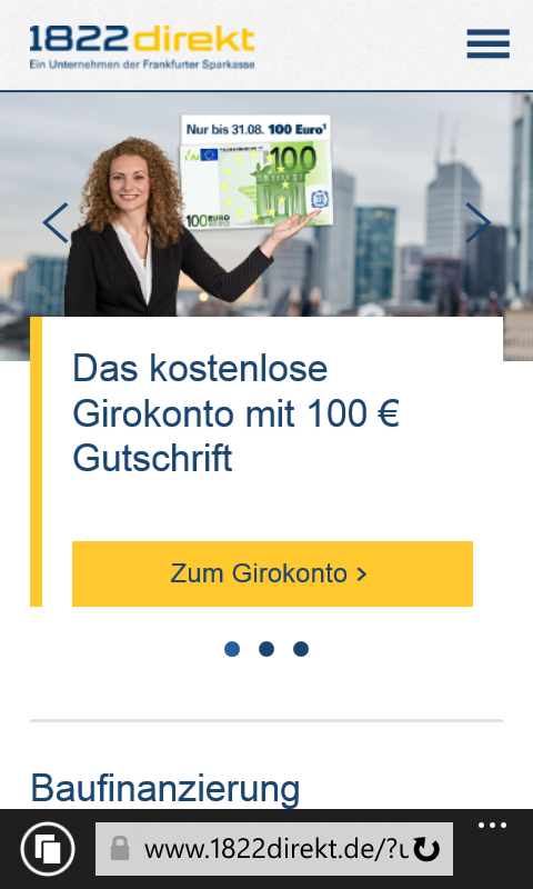 Auch mit Windows Phone oder dem Blackberry lässt sich das Mobilangebot der 1822direkt nutzen, allerdings nicht per App, sondern über eine besondere Website.