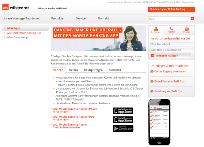 Das Mobile Banking bei der Wüstenrot